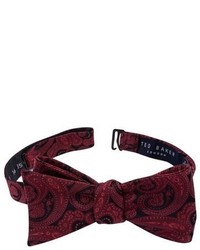 Темно-красный шелковый галстук-бабочка с "огурцами"