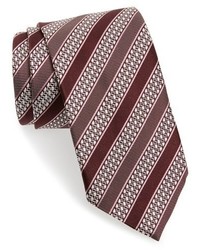 Темно-красный шелковый галстук в горизонтальную полоску
