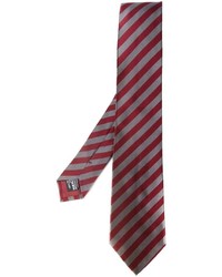Мужской темно-красный шелковый галстук в горизонтальную полоску от Giorgio Armani