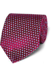Мужской темно-красный шелковый галстук в горошек от Charvet
