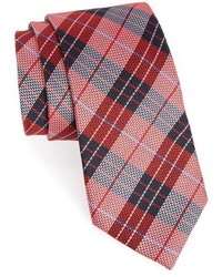 Темно-красный шелковый галстук в шотландскую клетку