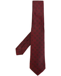 Мужской темно-красный шелковый галстук с вышивкой от Kiton