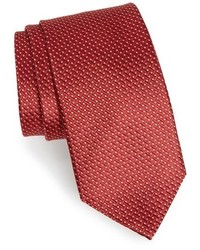 Темно-красный шелковый галстук с геометрическим рисунком