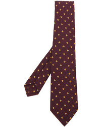 Мужской темно-красный шелковый галстук с геометрическим рисунком от Kiton