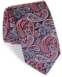 Темно-красный шелковый галстук с "огурцами"