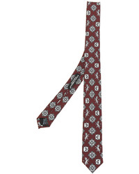 Мужской темно-красный шелковый галстук с принтом от Dolce & Gabbana