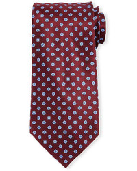 Темно-красный шелковый галстук с цветочным принтом