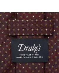 Мужской темно-красный шелковый галстук от Drakes