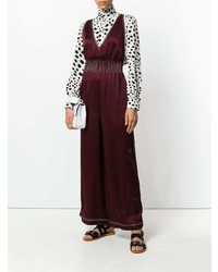 Темно-красный шелковый комбинезон от Valentino