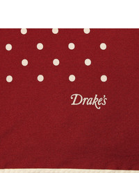 Темно-красный шелковый нагрудный платок в горошек от Drakes