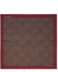 Темно-красный шелковый нагрудный платок с "огурцами" от Turnbull & Asser