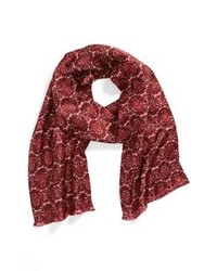 Темно-красный шелковый шарф