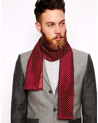 Мужской темно-красный шелковый шарф в горошек от Asos