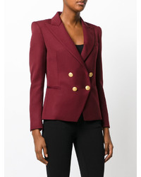 Женский темно-красный шерстяной двубортный пиджак от PIERRE BALMAIN