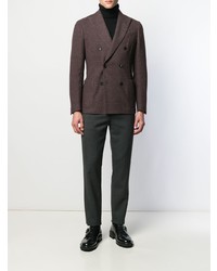 Мужской темно-красный шерстяной двубортный пиджак от Dell'oglio