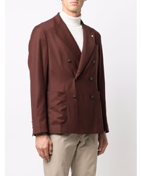 Мужской темно-красный шерстяной двубортный пиджак от Manuel Ritz