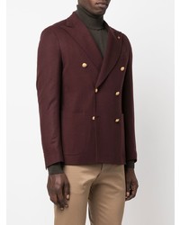 Мужской темно-красный шерстяной двубортный пиджак от Tagliatore