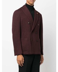 Мужской темно-красный шерстяной двубортный пиджак от Lardini