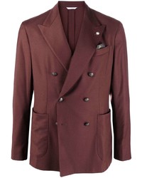Мужской темно-красный шерстяной двубортный пиджак от Manuel Ritz