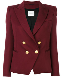 Женский темно-красный шерстяной двубортный пиджак от PIERRE BALMAIN