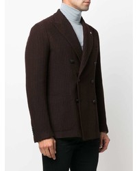 Мужской темно-красный шерстяной двубортный пиджак от Tagliatore
