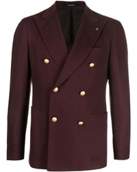 Мужской темно-красный шерстяной двубортный пиджак от Tagliatore