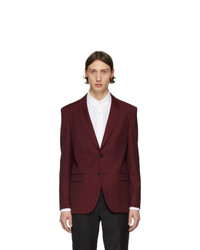 Мужской темно-красный шерстяной пиджак в вертикальную полоску от Hugo
