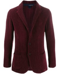 Мужской темно-красный шерстяной пиджак в вертикальную полоску от Lardini