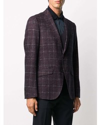 Мужской темно-красный шерстяной пиджак в клетку от Etro