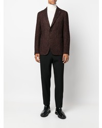 Мужской темно-красный шерстяной пиджак с узором "в ёлочку" от Tagliatore