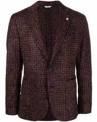 Мужской темно-красный шерстяной пиджак с узором "гусиные лапки" от Manuel Ritz