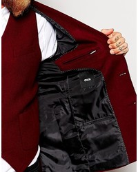 Мужской темно-красный шерстяной пиджак от Asos