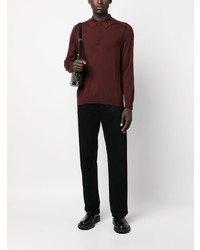Мужской темно-красный шерстяной свитер с воротником поло от Paul Smith