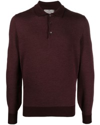 Мужской темно-красный шерстяной свитер с воротником поло от Canali