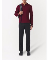 Мужской темно-красный шерстяной свитер с воротником поло от Burberry