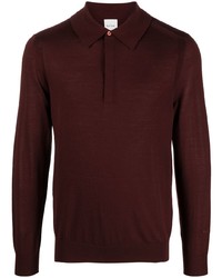 Мужской темно-красный шерстяной свитер с воротником поло от Paul Smith