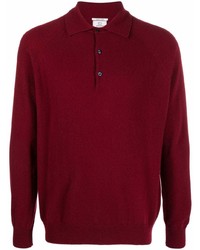 Мужской темно-красный шерстяной свитер с воротником поло от Woolrich