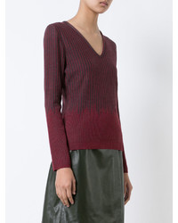 Женский темно-красный шерстяной свитер от Carolina Herrera