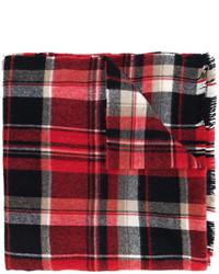 Мужской темно-красный шерстяной шарф в шотландскую клетку от DSQUARED2