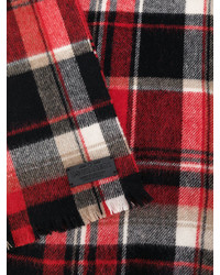 Мужской темно-красный шерстяной шарф в шотландскую клетку от DSQUARED2