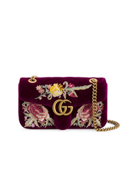 Темно-пурпурная бархатная сумка через плечо от Gucci