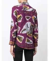 Темно-пурпурная блуза на пуговицах с вышивкой от Golden Goose Deluxe Brand