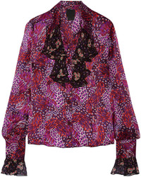Темно-пурпурная блузка с принтом