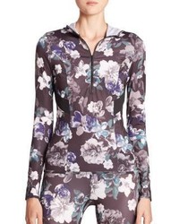 Темно-пурпурная блузка с цветочным принтом