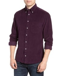 Темно-пурпурная вельветовая рубашка с длинным рукавом