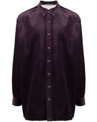 Мужская темно-пурпурная вельветовая рубашка с длинным рукавом от Acne Studios