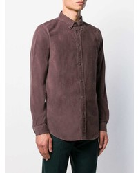 Мужская темно-пурпурная вельветовая рубашка с длинным рукавом от PS Paul Smith