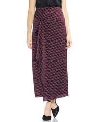Темно-пурпурная длинная юбка с принтом