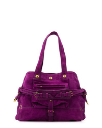 Темно-пурпурная замшевая большая сумка от Jerome Dreyfuss