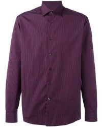 Мужская темно-пурпурная классическая рубашка в вертикальную полоску от Salvatore Ferragamo